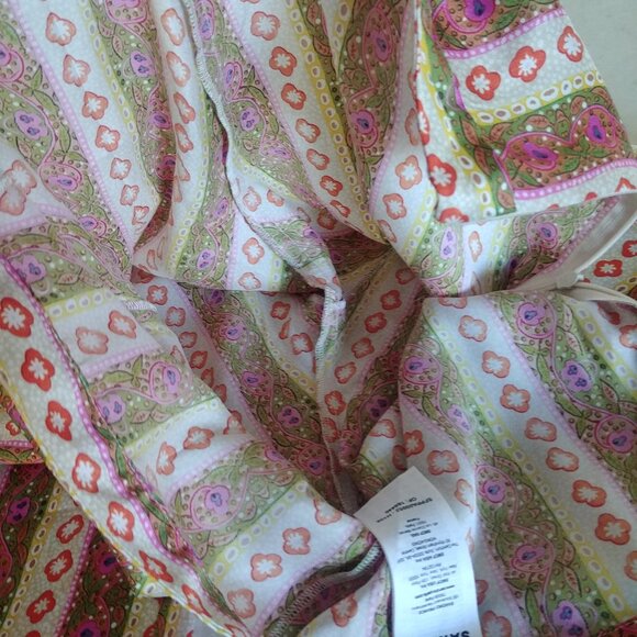 Sandro silky lightweight floral striped wide leg pants pink green 42 converts 10 - Picture 8 of 16